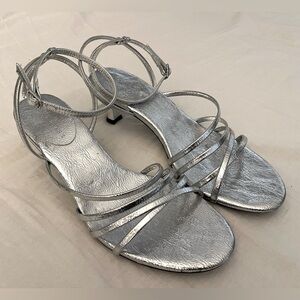Silver Stradivarius strappy heels - size 38
